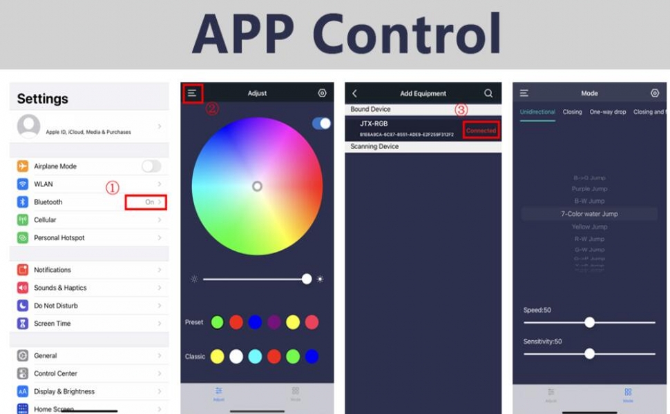 Application pour connecter les leds via l'application avec le bleutooth